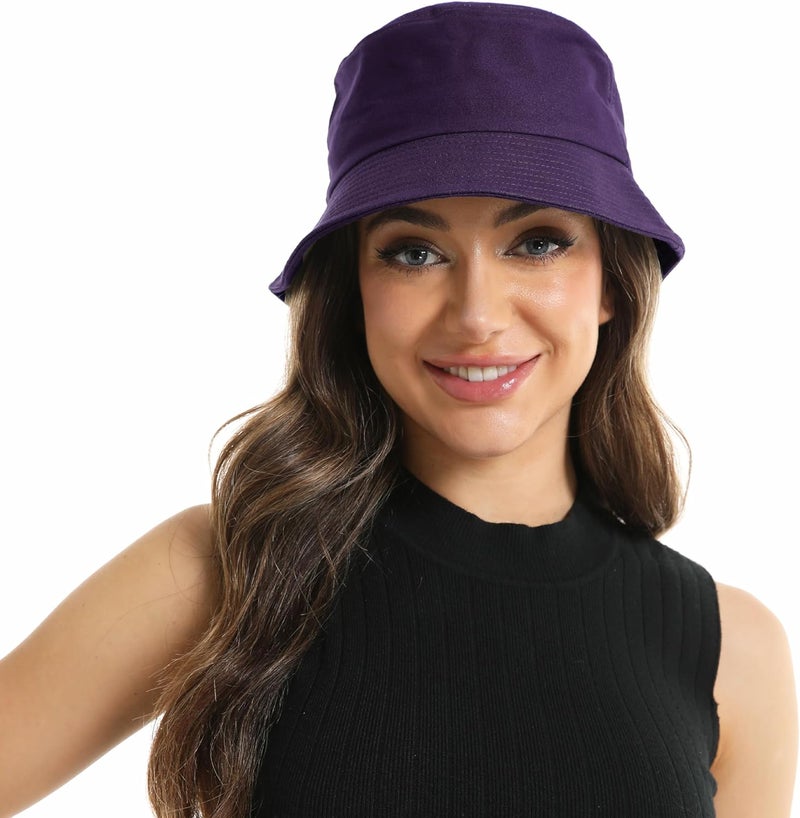 Wheebo Solid Color Bucket Hat for Women Summer Beach Fishmen Hat for Lady Adult Unisex Cotton Cap…… - Image 2